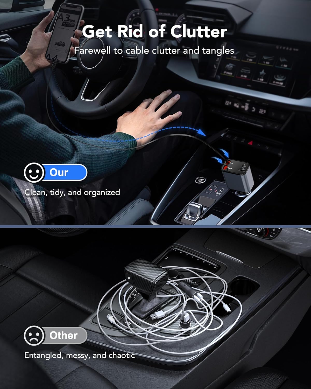 2026 Updated 78W Retractable Car Charger