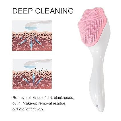2 PCs Silicone Face Scrubber Exfoliating Brush, Manual Handheld Massager
