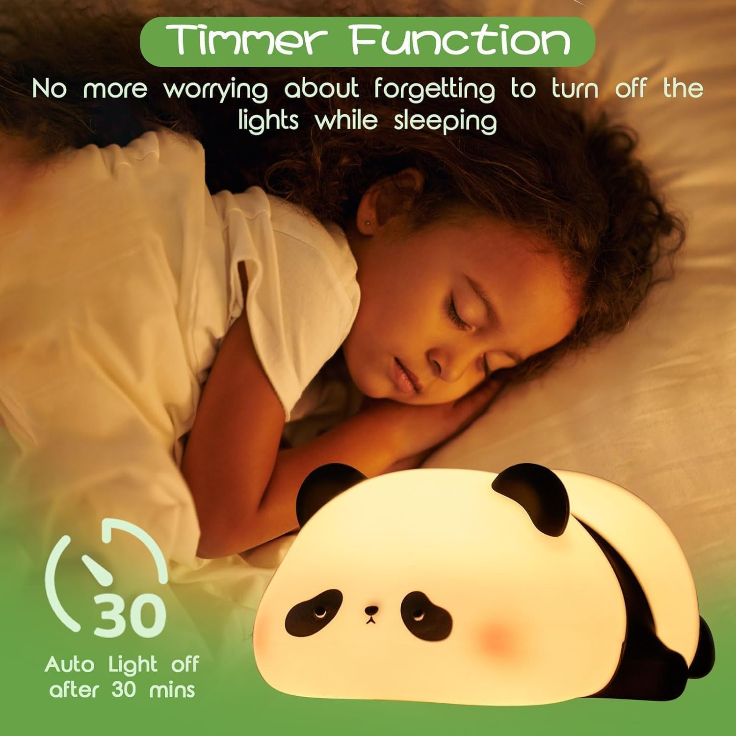 Cute Rechargeable Panda Silicone Night Light - 7 Color RGB Nursery Lamp